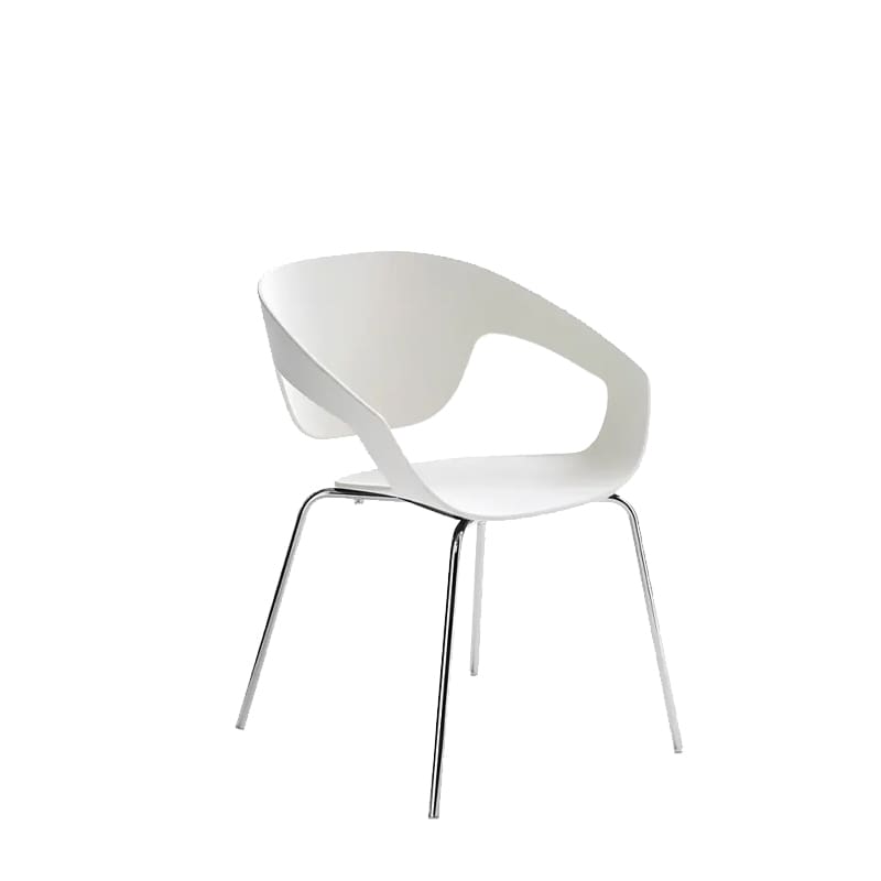 Horm Sedia Wad impilabile polipropilene con braccioli gambe cromo seduta bianco longho design palermo 1