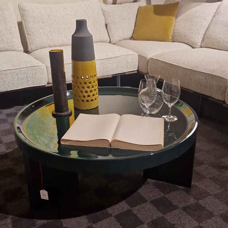 Minotti Tavolino Louver D90 laccato malachite Longho Design Palermo