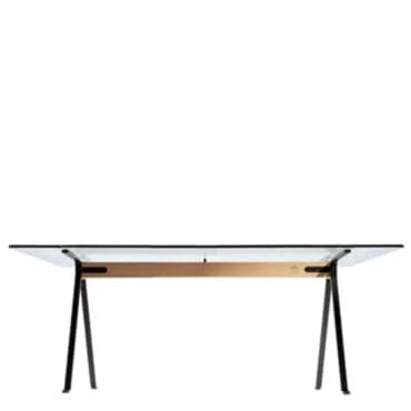 Driade - Tavolo Frate 50° 200x80 struttura nera trave rovere grezzo