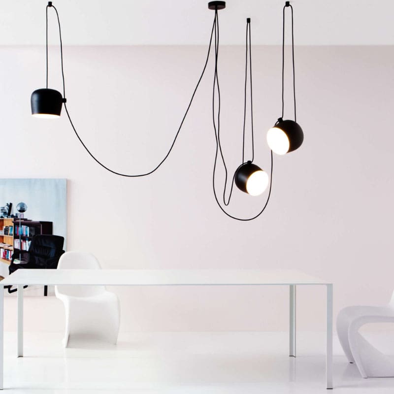 Flos Lampada a sospensione Aim nera 3 moduli con rosone multiplo Longho Design Palermo