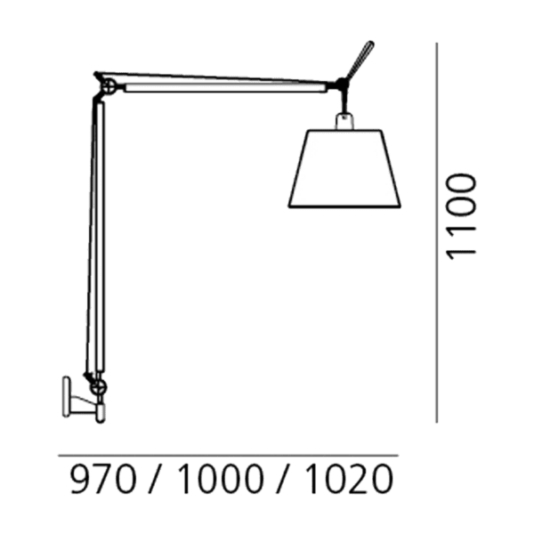 Artemide Supporto A Parete Tolomeo A025150 - Staffa Per Lampade Tolomeo Micro, Mini, Ordinary E Braccio