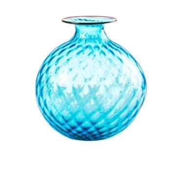 Venini - Vaso Balloton Medium acquamare filo rosso