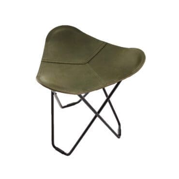 Cuero - Sgabello Pampa Flying Goose base nera pelle verde erba