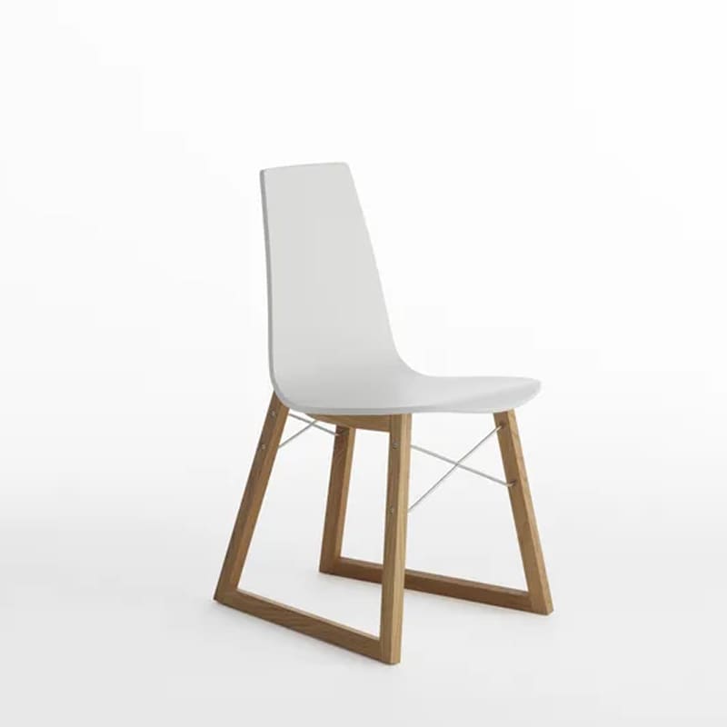 Horm Sedia Ray slitta in noce canaletto seduta laccata opaco bianco longho design palermo