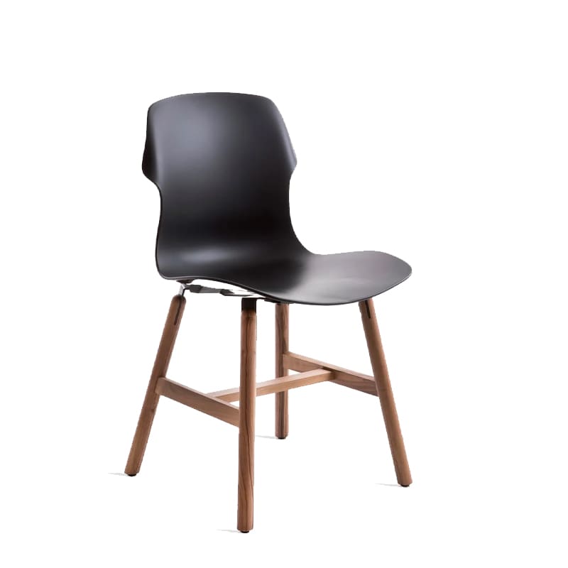 Horm Sedia Stereo Wood gambe noce canaletto scocca polipropilene nero longho design palermo 1