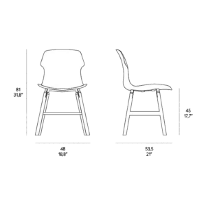 Horm Sedia Stereo Wood gambe noce canaletto scocca polipropilene nero longho design palermo