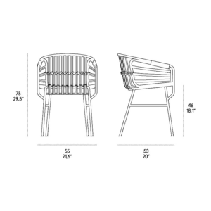 Horm Sedia con braccioli Raphia Rattan struttura bianco longho design palermo