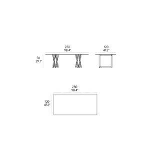Horm Tavolo rettangolare QUADROR™ 02 metallo crudo piano vetro extralight longho design palermo
