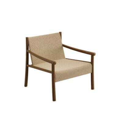 Arper - Poltrona Kata Robinia tinto Teak 3D Knit microimbottita con pattern a righe Weat