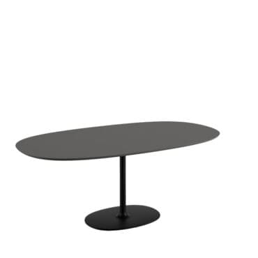 Arper - Tavolo Dizzie 182x100 ovale base acciaio verniciato nero piano Fenix nero