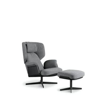 Bonaldo – Bergère Olos e ottoman struttura rovere carbone metallo nero scocca in tessuto