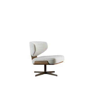 Bonaldo – Poltrona Olos struttura noce canaletto metallo brown nickel scocca in tessuto