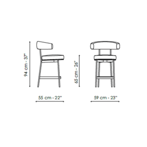 Bonaldo Sgabello Neuilly too h65 gambe metallo plus piombo scocca tessuto longho design palermo
