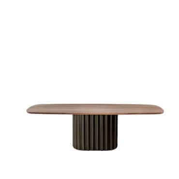 Bonaldo Tavolo a botte Dorian poliuretano ad alta densità bronzo piano noce canaletto longho design palermo