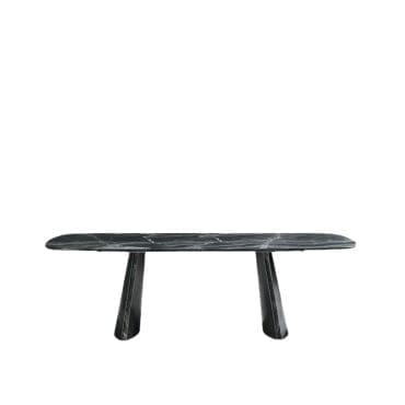 Bonaldo – Tavolo a botte Torii base metallo brunito piano in ceramica opaca