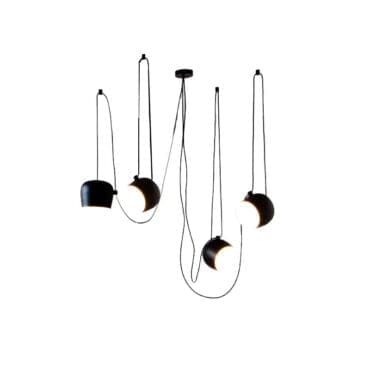 Flos Lampada a sospensione Aim Small nera 4 moduli con rosone multiplo Longho Design Palermo