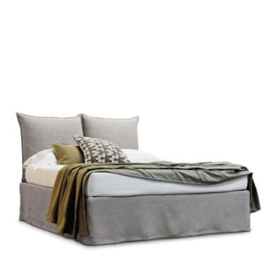 Horm - Letto matrimoniale Milos in tessuto imbottito e sfoderabile grigio