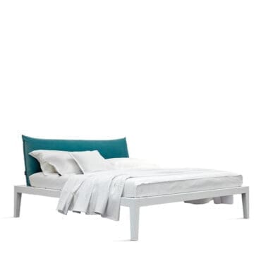 Horm - Letto matrimoniale Moheli legno di rovere bianco con testiera imbottita