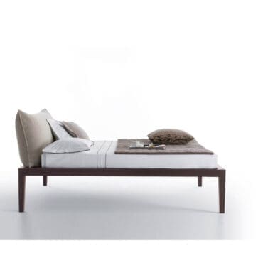 Horm - Letto matrimoniale Moheli legno di rovere moca con testiera imbottita