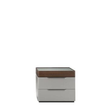 Molteni - Comodino 7070 laccato opaco Duna vassoio Eucalipto top vetro Flutes