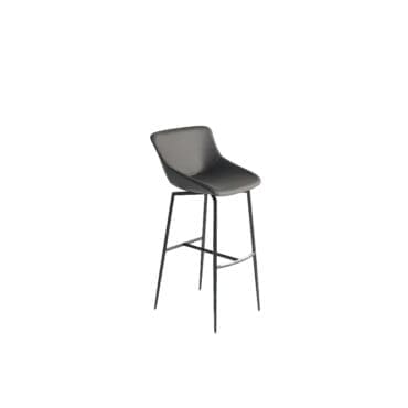 Bonaldo – Sgabello Artika too H67 gambe metallo antracite scocca in ecopelle