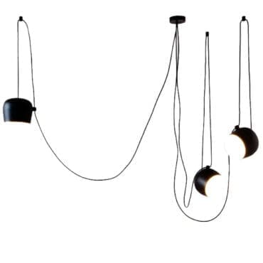 Flos Lampada a sospensione Aim nera 3 moduli con rosone multiplo nero Longho Design Palermo
