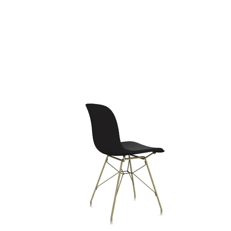 Magis Sedia Troy wireframe struttura dorata seduta nera fronte anteriore pelle nera Longho Design Palermo