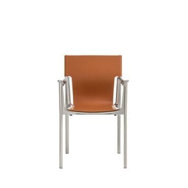 Magis - Sedia con braccioli Venice alluminio lucido pelle naturale