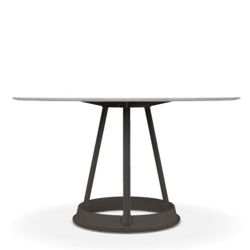 Magis Tavolo rotondo Brut struttura ghisa antracite piano marmo