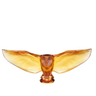 Lalique - Scultura Born Owl cristallo ambrato