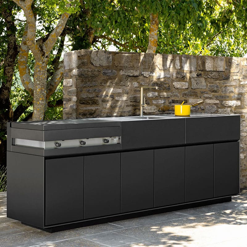Talenti Cucina Tikal a tre moduli con barbecue lavello e piano induzione black Longho Design Palermo