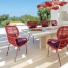Talenti Poltrona pranzo con schienale alto Panama Red outmap plum Longho Design Palermo