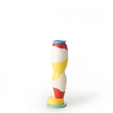 Bitossi Ceramiche - Vaso tornino a mano bianco giallo bianco rosso celeste