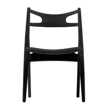 Carl Hansen & Søn - Sedia CH29P Sawbuck rovere verniciato nero pelle Thor 301
