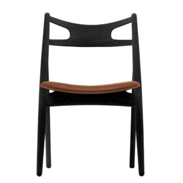 Carl Hansen & Søn - Sedia CH29P Sawbuck rovere verniciato nero pelle Thor 307