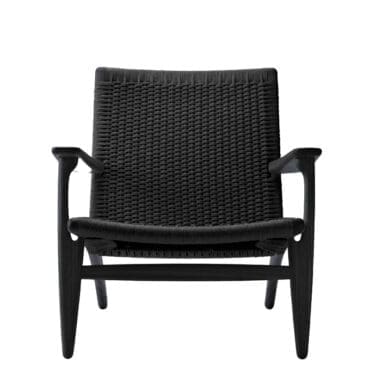 Carl Hansen & Søn - Poltrona CH25 rovere verniciato nero corda nero