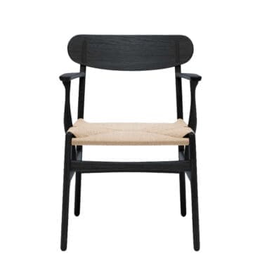 Carl Hansen & Søn - Sedia CH26 rovere verniciato nero corda naturale