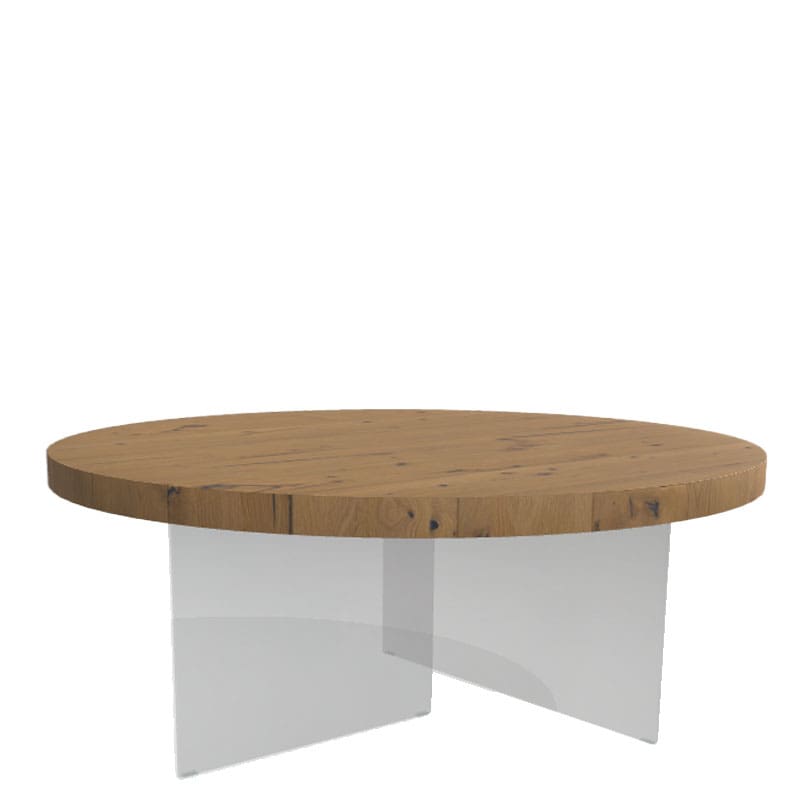 Tavolo Rotondo In Legno Di Pino Massiccio Rustico Non Trattato - Diametro 70 Cm - 2