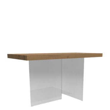 Lago Tavolo snack Air Wildwood naturale gambe vetro extrachiaro 190x90 Longho Design Palermo