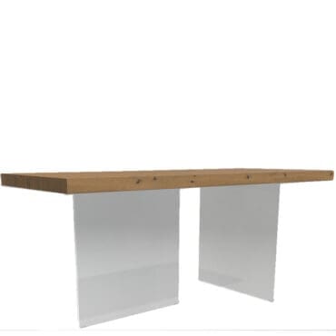 Lago Tavolo snack Air Wildwood naturale gambe vetro extrachiaro 250x100 Longho Design Palermo