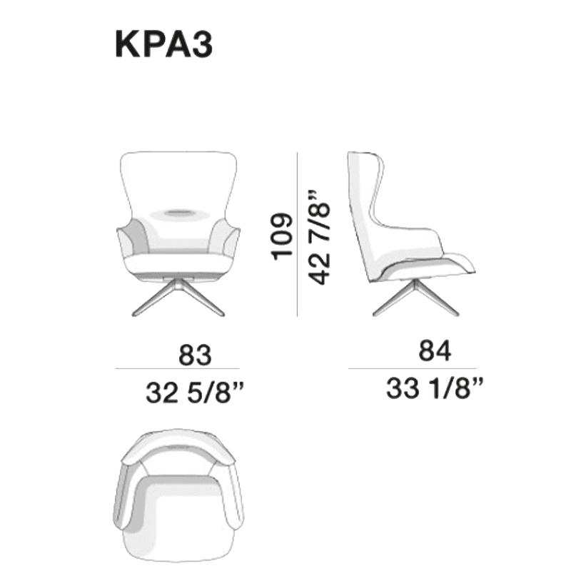 Molteni – Poltrona Kensington schienale alto base fissa tessuto