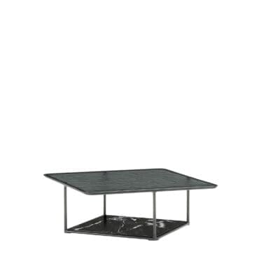 B&B Italia - Tavolino Lemante 110x110 piano superiore vetro fuso e inferiore marmo