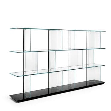Fiam – Libreria Inori L240 h135 base vetro nero ripiani e montanti extralight