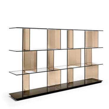 Fiam – Libreria Inori L240 h135 base vetro nero ripiani extralight e montanti bronzo