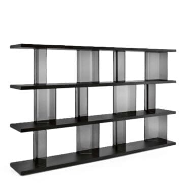 Fiam – Libreria Inori L240 h143 base e ripiani noce nero montanti fumè