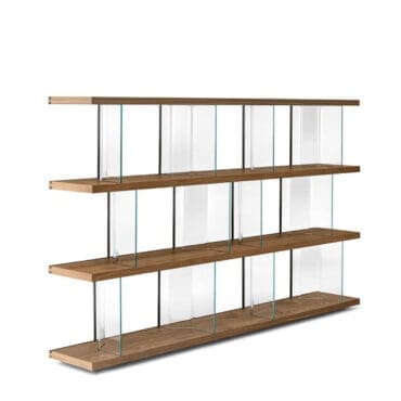 Fiam – Libreria Inori L240 h143 base e ripiani rovere Old montanti extralight