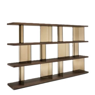 Fiam – Libreria Inori L240 h143 base e ripiani tinto Tabacco montanti bronzo