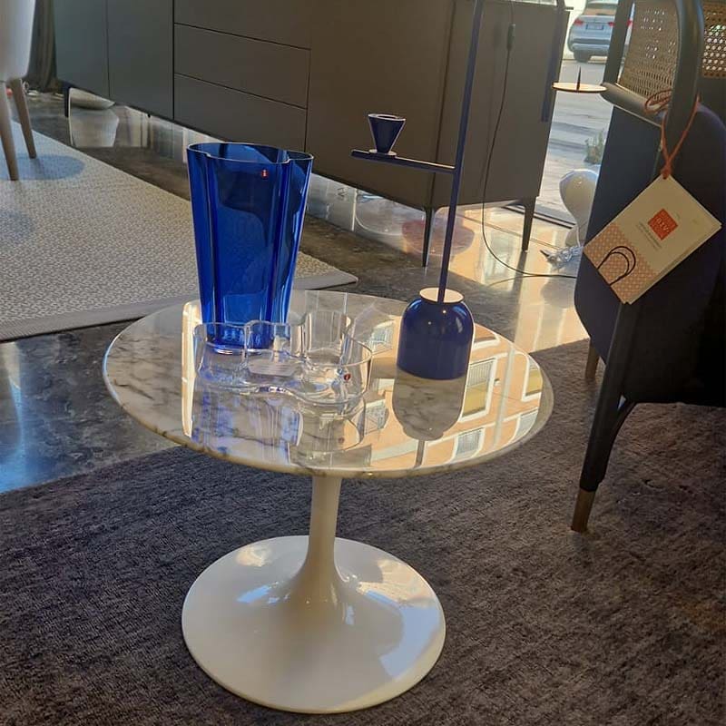 Knoll - Tavolino Saarinen Tulip marmo Arabescato bianco base rilsan bianco d51 h37