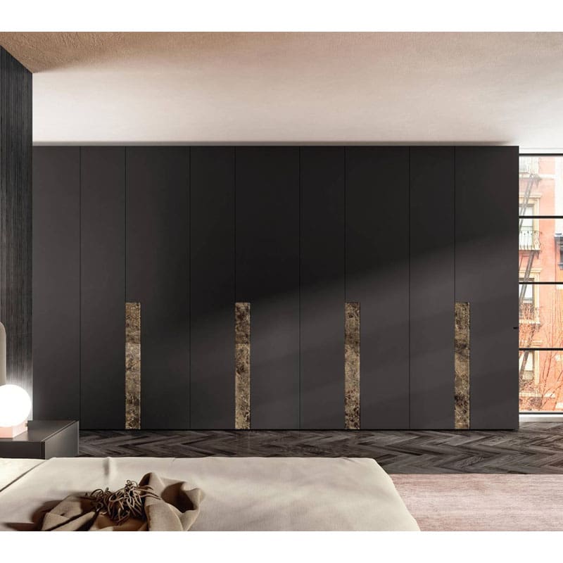 Lago Armadio Key a 5 ante laccato castagno vetro XGlass lucido Emperador 1 Longho Design Palermo