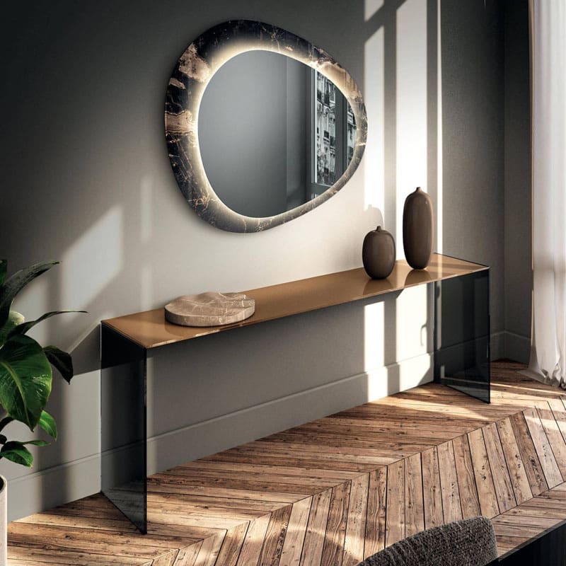 Lago Consolle Fine vetro lucido Tundra gambe vetro fume grigio Longho Design Palermo